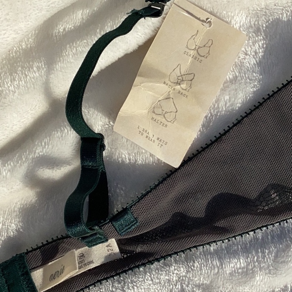 NWOT Aerie Deep Green & Gold Lace Emma Push Up Bra 32A - Picture 6 of 7